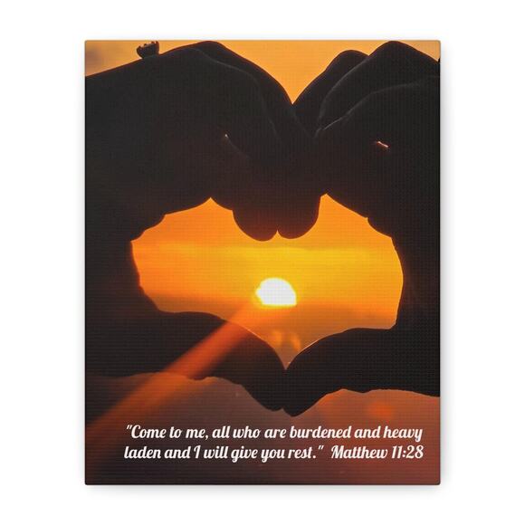 Inspirational Wall Art Canvas - Heart Hands Sunset, Motivational Quote - Picture 1 of 5